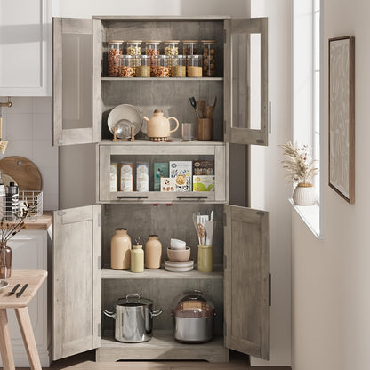 Badkamerkast – Badkamermeubel – Kolomkast – Opbergkast – Spiegelkast – Vrijstaand – Met Glazen Deuren – Verstelbare Planken – Metalen Frame – Modern Design