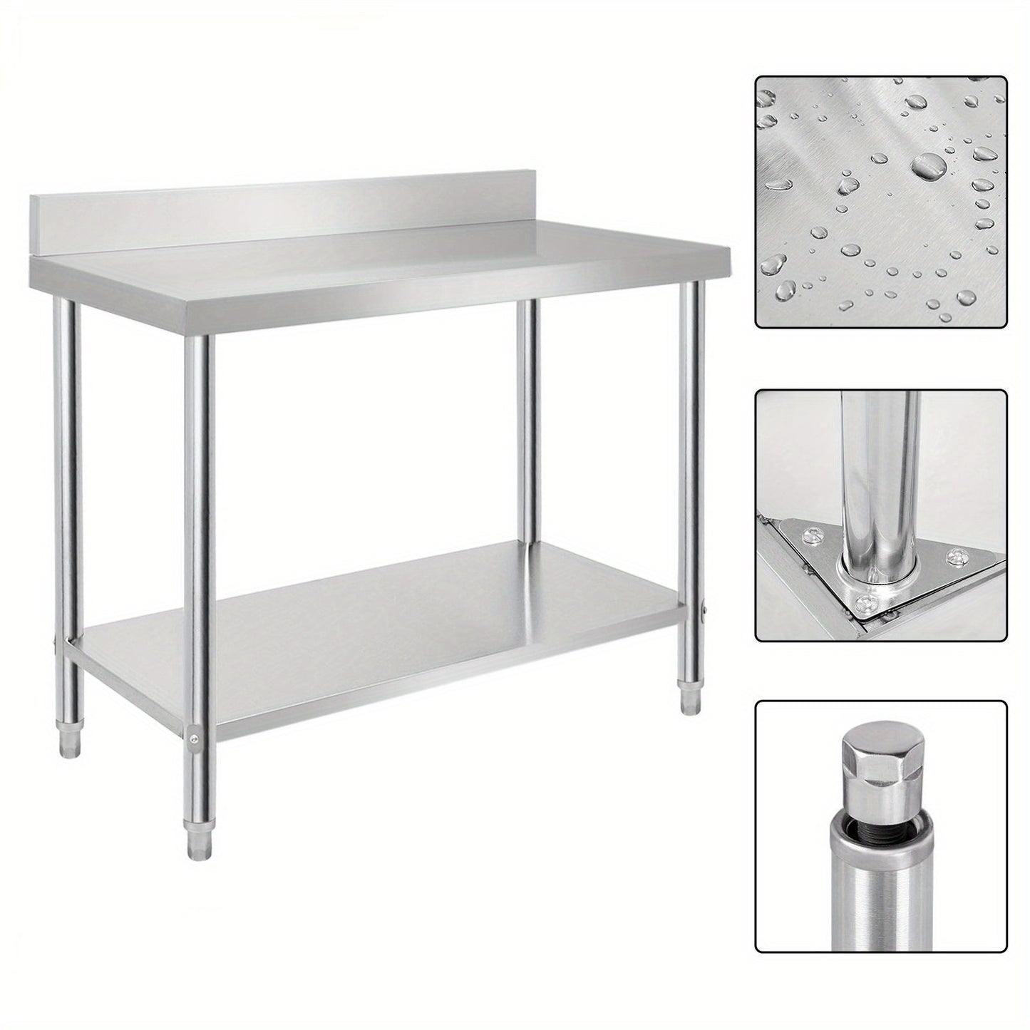 RVS Werkbank – Keukenwerkbank – RVS Tafel – Werktafel – Voorbereidingstafel – Verstelbare Poten – 120 x 60 x 85 cm – Professioneel & Makkelijk Schoon Te Maken