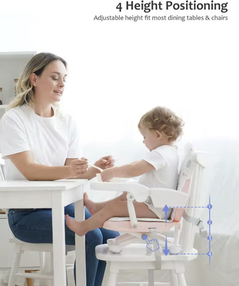 Draagbare kinderstoel - Kinderstoel - Babystoel - Zitverhoger - Kinderstoel verhoger - Verstelbare hoogte - Opvouwbaar - Lichtgewicht - Uil - 6 tot 36 maanden - Grijs - Wit