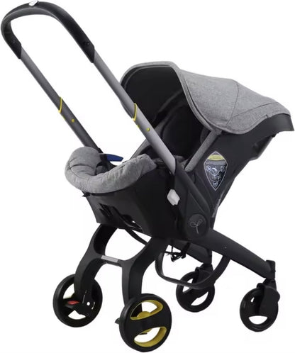 Kinderwagen - Kinderwagen - Bedje - Buggy - Autostoel - Opvouwbaar naar autostoel - RVS frame - Zwart