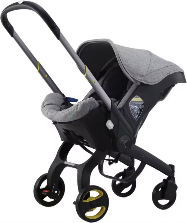 Kinderwagen - Kinderwagen - Bedje - Buggy - Autostoel - Opvouwbaar naar autostoel - RVS frame - Zwart
