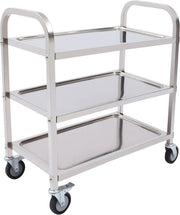 Serveerwagen - Trolley keuken op wieltjes - Keukentrolley - Roestvrijstaal - 75 cm - Zilver