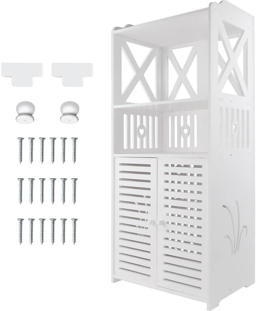 Badkamerkast - Opbergkast - Toiletkast - Badkamerplank - 40 cm x 25 cm x 90 cm - Wit