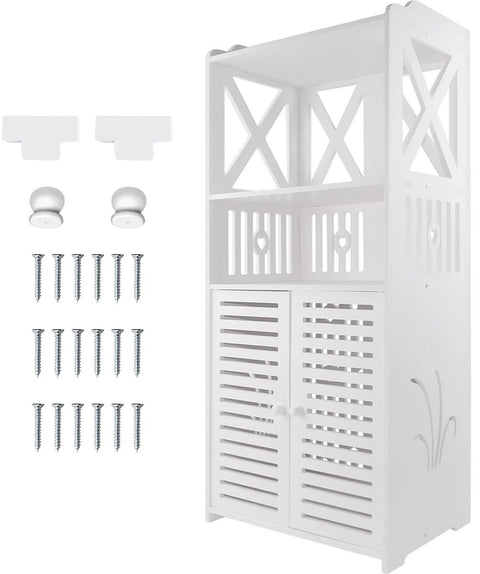 Badkamerkast - Opbergkast - Toiletkast - Badkamerplank - 40 cm x 25 cm x 90 cm - Wit