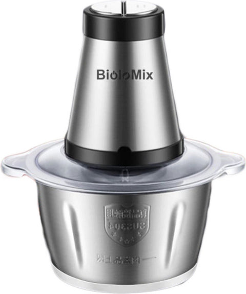 Hakmolen Electrisch - Gehaktmolen - Vleesmolen - Food Processor - Keukenmixer - Hakmolen Elektrisch - Grijs - 500W - 2 Snelheden - Roestvrij staal - 2L