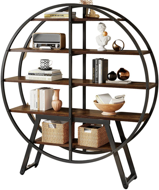 Boekenkast - Bruin - Rond - Vrijstaande Kast - Decoratieve Plank - Boekenrek- Boekenkast Kind