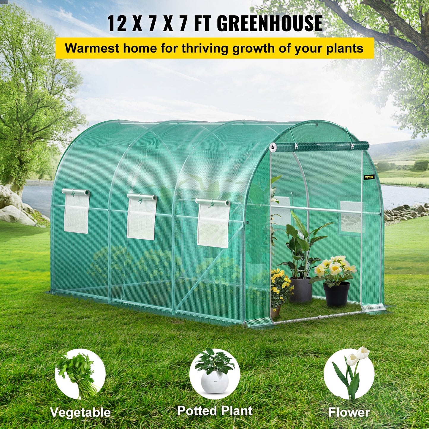 Walk-in Tunnel Kas – Tunnelkas – Kweekkas – Groentenkas – Plantenkas – Gegalvaniseerd Stalen Frame – Waterdichte UV-bestendige PE-folie