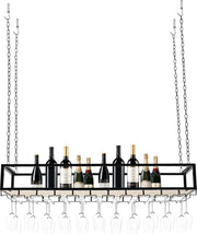 Wine rack - Wine glass holder - Wine rack for ceiling - Kitchen rack - 120 x 25 x 22 cm - Load capacity 75kg