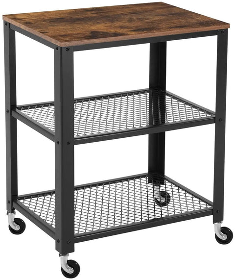 Keukenkast op wieltjes - Keukenkar - Serveerwagen - Keuken Organisatoren - Kast - 60 cm x 76,5 cm x 40 cm - Vintage Bruin en Zwart