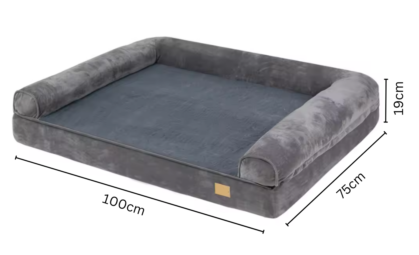 Hondenbed - Orthopedisch Hondenbed – Comfortabel & Stevig – Wasbare Hoes – Waterdicht & Anti-Slip – Ideaal voor Honden en Katten - Groot - 100 x 75 x 19 cm - Grijs