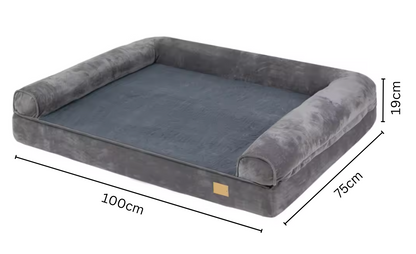 Hondenbed - Orthopedisch Hondenbed – Comfortabel & Stevig – Wasbare Hoes – Waterdicht & Anti-Slip – Ideaal voor Honden en Katten - Groot - 100 x 75 x 19 cm - Grijs