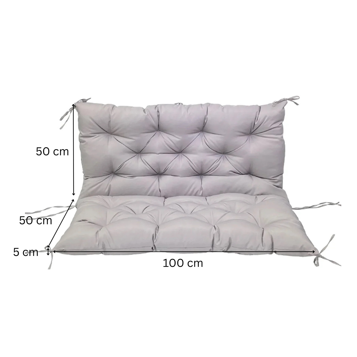 Bankkussen - Zitkussen - met Rugdeel - Ergonomisch - Zacht - voor Schommelbank - Meubels - Tuinbank - Eetbank - Verwijderbaar - Wasbaar - Waterdicht - Polyester - 100 x 100 cm - Lichtgrijs