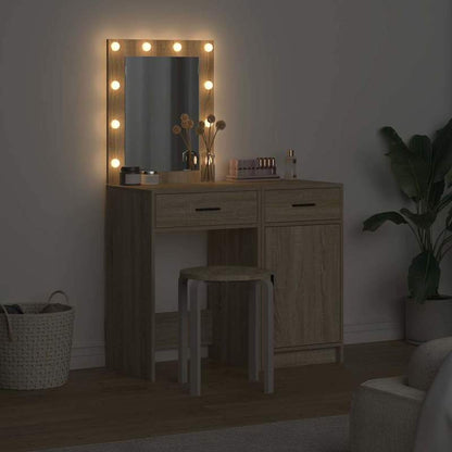 Damming Table with Door 2pcs Brown 50 X 41 X 135Cm Wood Material Crafted from High-Quality Engineered Wood, This Makeup Table Is Both Functional And Practical., Home Organization, Dressing Table, Stylish Dresser, Modern Vanit