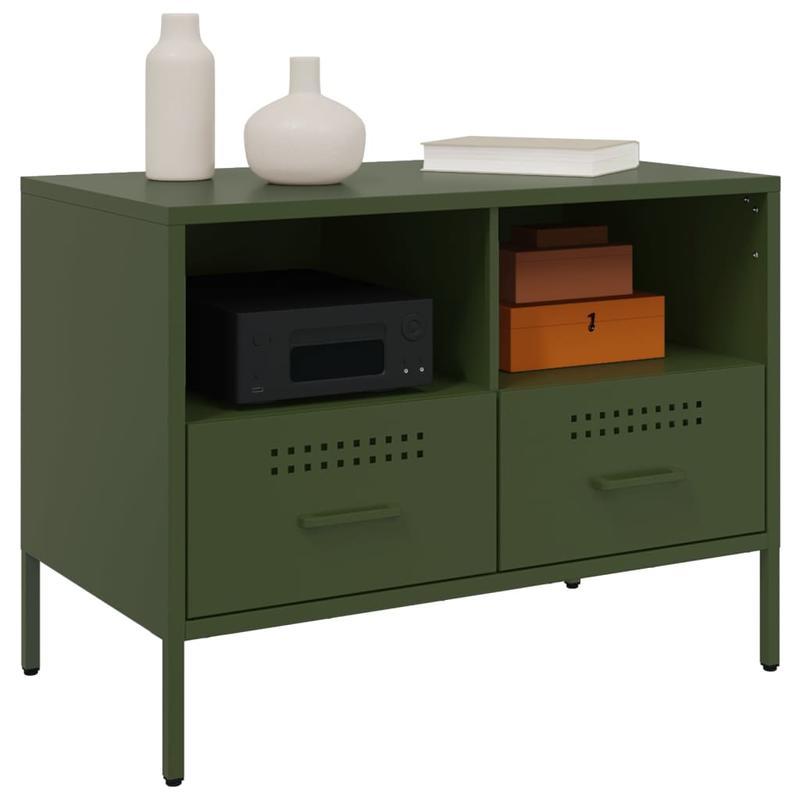 Mobile TV Verde Olive 68x39x50.5cm in Steel Practical Removable
