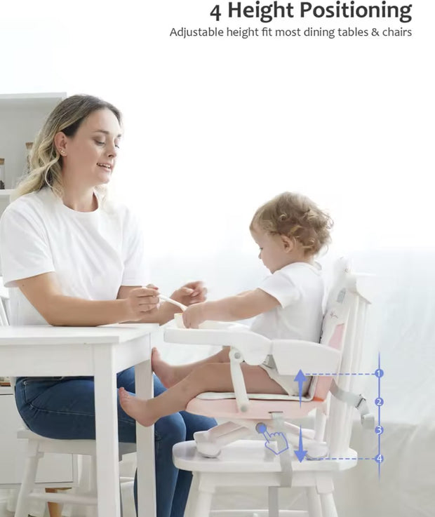 Draagbare kinderstoel - Kinderstoel - Babystoel - Zitverhoger - Kinderstoel verhoger - Verstelbare hoogte - Opvouwbaar - Lichtgewicht - Veren patroon - 6 tot 36 maanden - Zwart - Wit