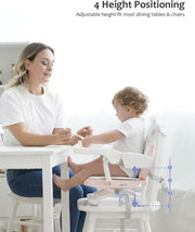 Draagbare kinderstoel - Kinderstoel - Babystoel - Zitverhoger - Kinderstoel verhoger - Verstelbare hoogte - Opvouwbaar - Lichtgewicht - Veren patroon - 6 tot 36 maanden - Zwart - Wit