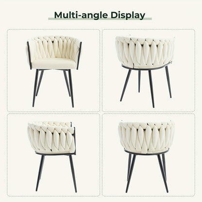 Eetkamerstoelen – Keukenstoelen – Stoelen – Kuipstoelen – Set van 2 – Beige Velvet – Met Metalen Kruispoten – Ergonomisch Met Armleuningen