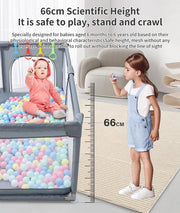 Opvouwbare babybox - Babyspeeltuin - Grondbox - Speelbox - Veiligheidshek - Baby kruipruimte - Inklapbaar - Ballenbak - Grijs - 120x180cm