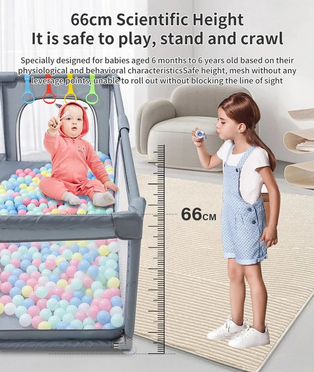 Opvouwbare babybox - Babyspeeltuin - Grondbox - Speelbox - Veiligheidshek - Baby kruipruimte - Inklapbaar - Ballenbak - Grijs - 120x180cm