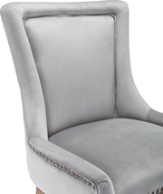 Deluxe Eetkamerstoelen - Grijs (2 stuks) – Gestoffeerde Stoelen met Massief Houten Poten en Fluwelen Bekleding