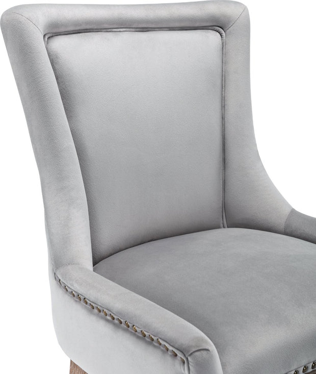 Deluxe Eetkamerstoelen - Grijs (2 stuks) – Gestoffeerde Stoelen met Massief Houten Poten en Fluwelen Bekleding