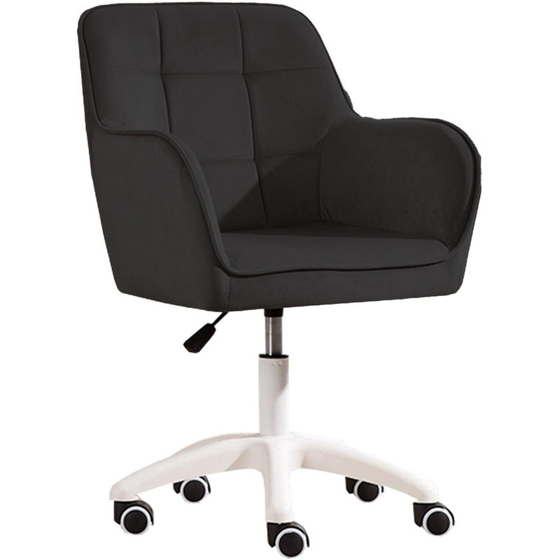Bureaustoel – Kantoorstoel – Werkstoel – Deskchair – Armstoel – Zwart – Fluwelen Bekleding – 360° Draaibaar – Verstelbare Zithoogte 35-45 cm
