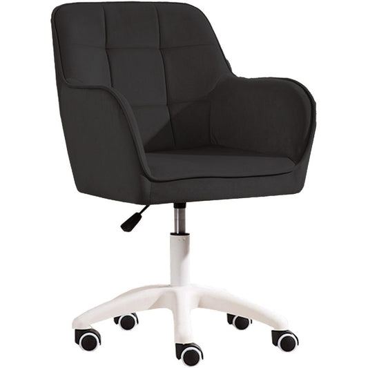 Bureaustoel – Kantoorstoel – Werkstoel – Deskchair – Armstoel – Zwart – Fluwelen Bekleding – 360° Draaibaar – Verstelbare Zithoogte 35-45 cm