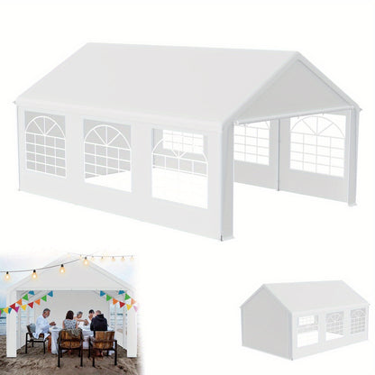 Partytent – Tent – Feesttent – Tuinpaviljoen – Evenemententent – 4x6 Meter – Waterafstotend PE Dak – Afneembare Zijwanden Met Ramen