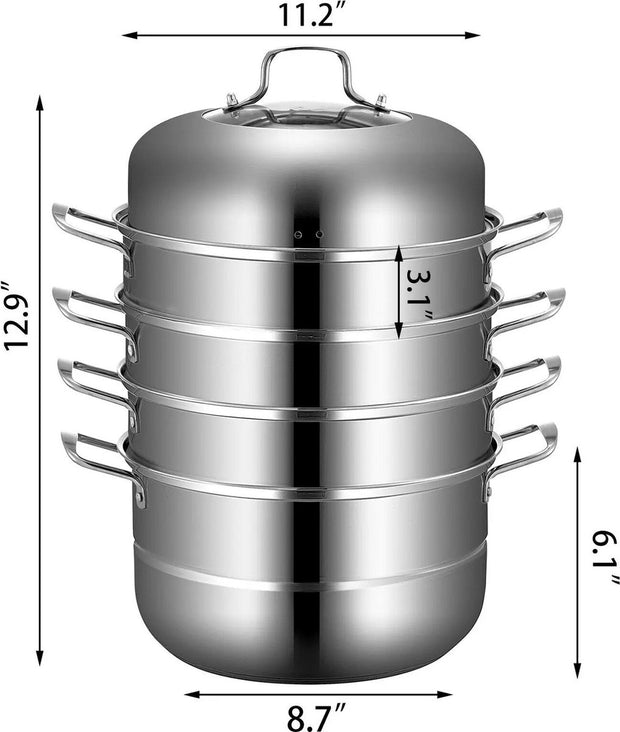Voedsel Stomer - Stoomkoker - Stomer - 5 Laags - 30Cm - Rvs - Thuisstomer - Stomer - Chroom
