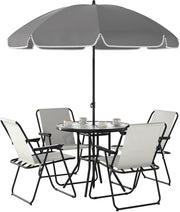 Tuinset - 6-delig - Grijs - tuinstoelen - tuintafel - tuinstoelen verstelbaar - tuinsets - tuinstoelen stapelbaar