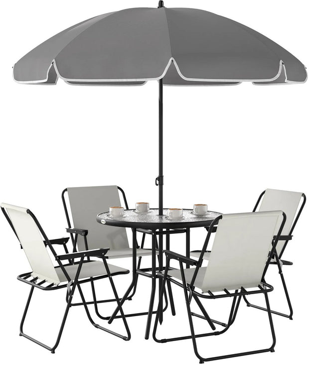 Tuinset - 6-delig - Grijs - tuinstoelen - tuintafel - tuinstoelen verstelbaar - tuinsets - tuinstoelen stapelbaar