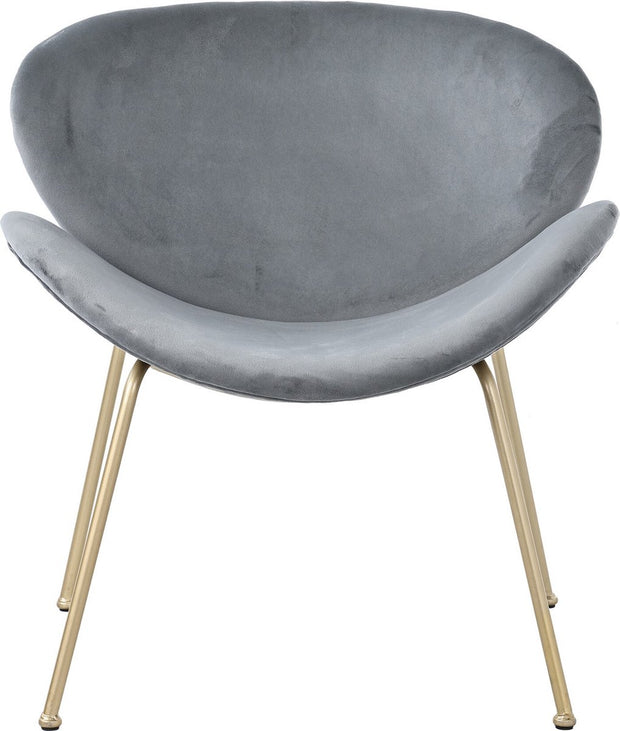 Eetkamerstoel - met Gouden Metalen Poten - Elegante Fluwelen Stoelen - Luxe en Comfortabel Design - voor Woonkamer - Eetkamer en Lounge - Set van 2  Grijs