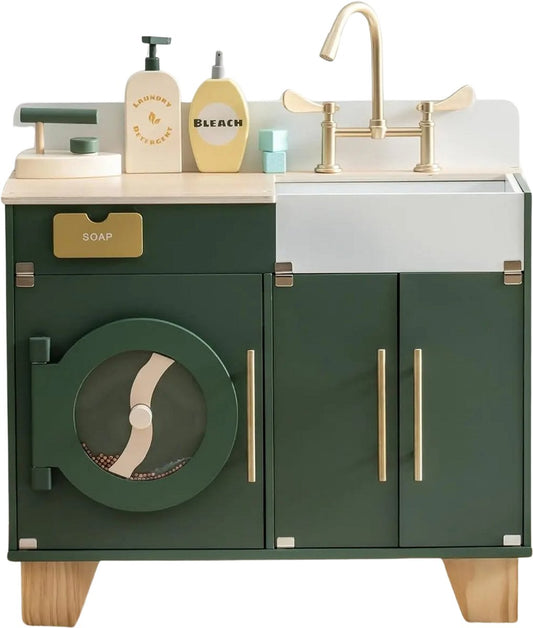 Speelgoed Wasmachine - Kinder Wasmachine - Speelset - Educatief & Decoratief - Rollenspel - Kinderkamer - Multifunctioneel - Met Accessoires - Groen