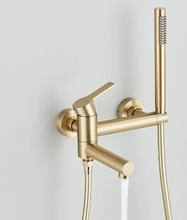 Luxury Bathroom Shower Faucet Set - Wall Mounted - Brushed Gold - Shower Head Faucet Set
