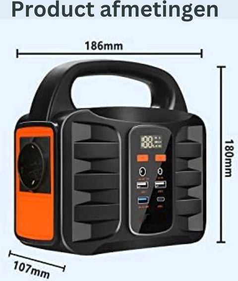 Draagbare Krachtcentrale - 150W - Stroomgenerator - 99 Wh Lithium - Snel Laden - Camping Zonnegenerator - Powerbank - Generator - LED Lamp