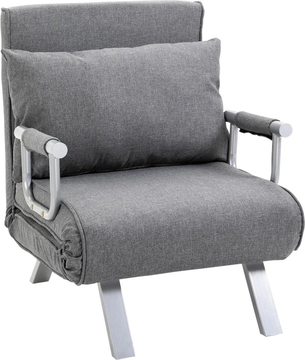 Slaapstoel - Uitklapbaar - Slaapbank - Logeerbed - Zetelbed - Slaapfauteuil - Vouwbed - 1 persoons - Zeer comfortabel - Grijs