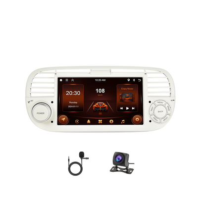7 Inch Car Radio Fiat 500 – Multimedia Systeem – Touchscreen Autoradio – Navigatie Systeem – Stereo Speler – Draadloze CarPlay & Android Auto – Ingebouwde GPS en WiFi – Inclusief Camera en Microfoon