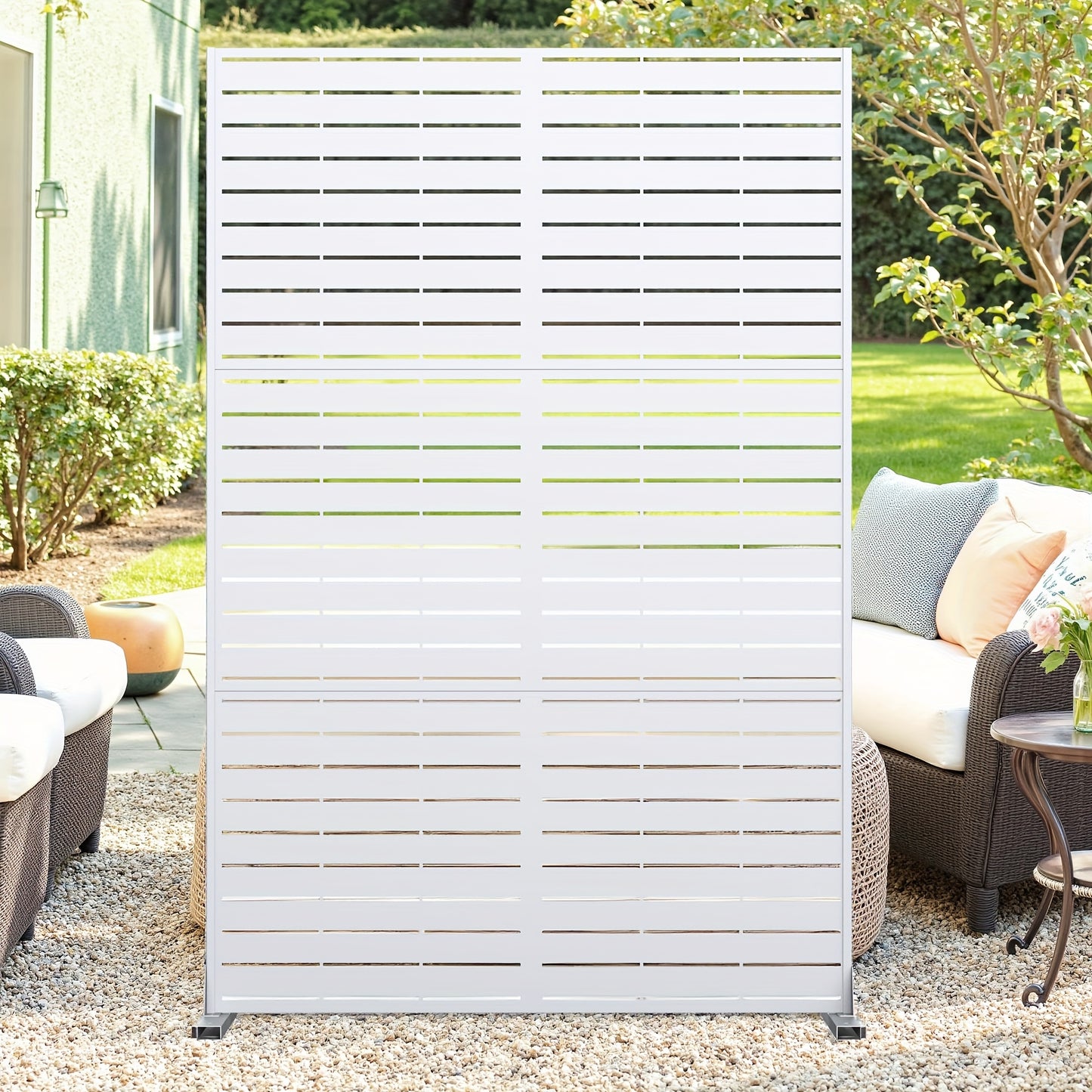 Metalen Privacy Scherm – Tuinafscheiding – Balkonscherm – Terras Scherm – Tuinpaneel – Gegalvaniseerd Staal – Weerbestendig & 182,88x119,38 cm – Eenvoudige Montage – Geen Hout