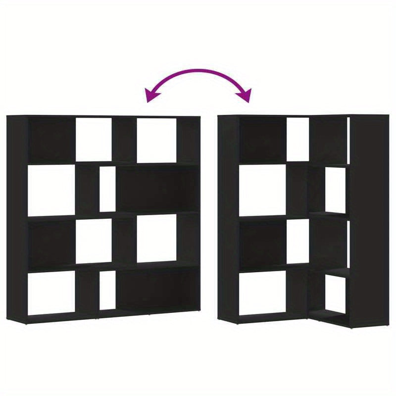 Bookcase 4-Tier Corner 85X85X140 Cm Finished Wood Black
