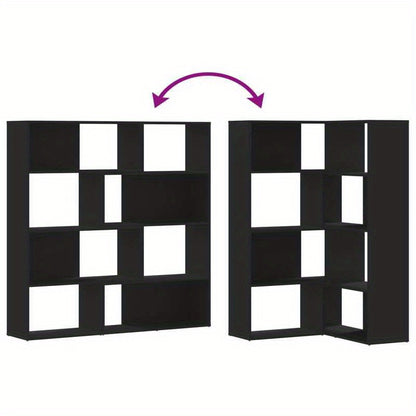 Bookcase 4-Tier Corner 85X85X140 Cm Finished Wood Black