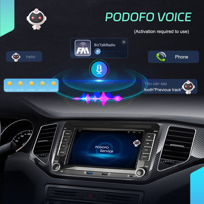 Podofo Android 15 Car Stereo for VW Golf 5/6, Passat, Jetta, Tiguan,, Caddy & More - 8-Core 6GB+128GB, 7-inch/9-inch HD IPS Touchscreen, CarPlay/Android Auto, GPS Navigation, Steering Wheel Control, Plug & Play (No Cables), A