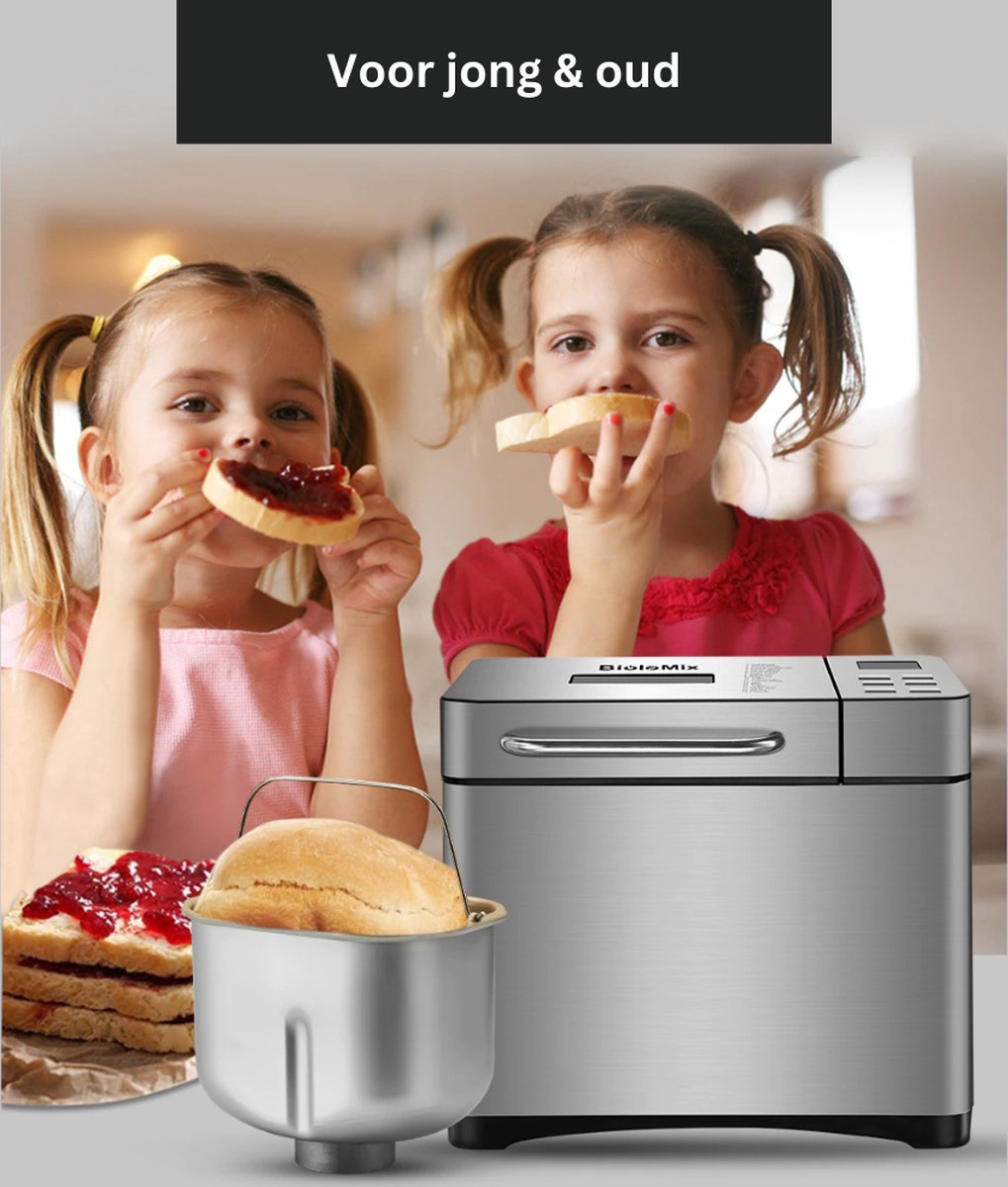 Bread Machine - Bread Baking Machine - Bread Maker Machine - Bread Maker - Food Processor - Automatic Bread Maker - 650W - Silver - 1000g