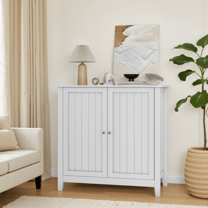 Dressoir – Opbergkast – Ladekast – Kast – Tv-meubel – Wit – Vloerstaand – Verstelbare Planken – Dubbele Deuren