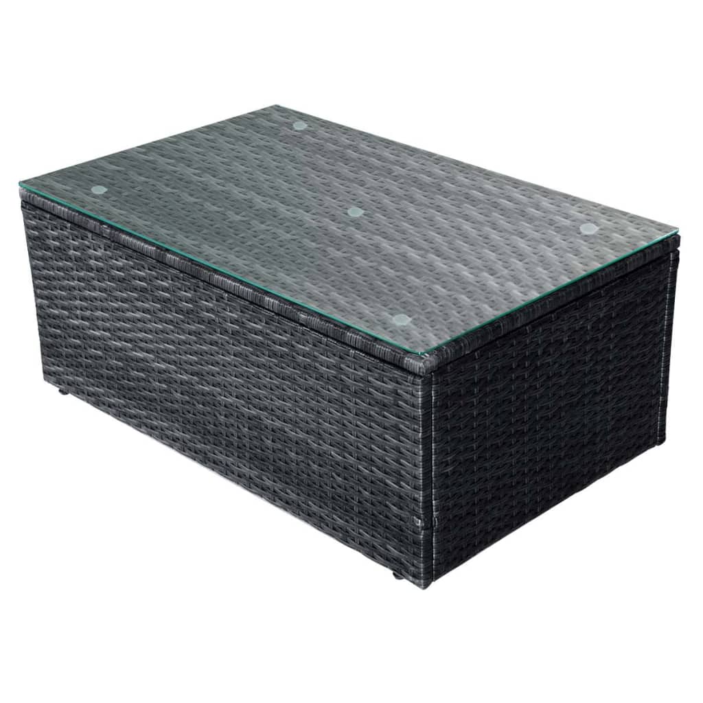 Loungebank – Loungeset – Hoekbank – Terrasbank – Tuinbank – 4-delig – Weerbestendig PE-Rattan – Comfortabele Afneembare Kussens – Zwart
