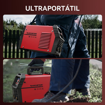 ARCCAPTAIN Heavy-Duty 200A ARC/TIG/MMA Welding Machine with Large LED Display, Synergic Control & IGBT Inverter - Portable Welder with Hot Start, Arc Force & Anti-Stick Function, Overload & Overheat, 220-240V (Global Voltage)