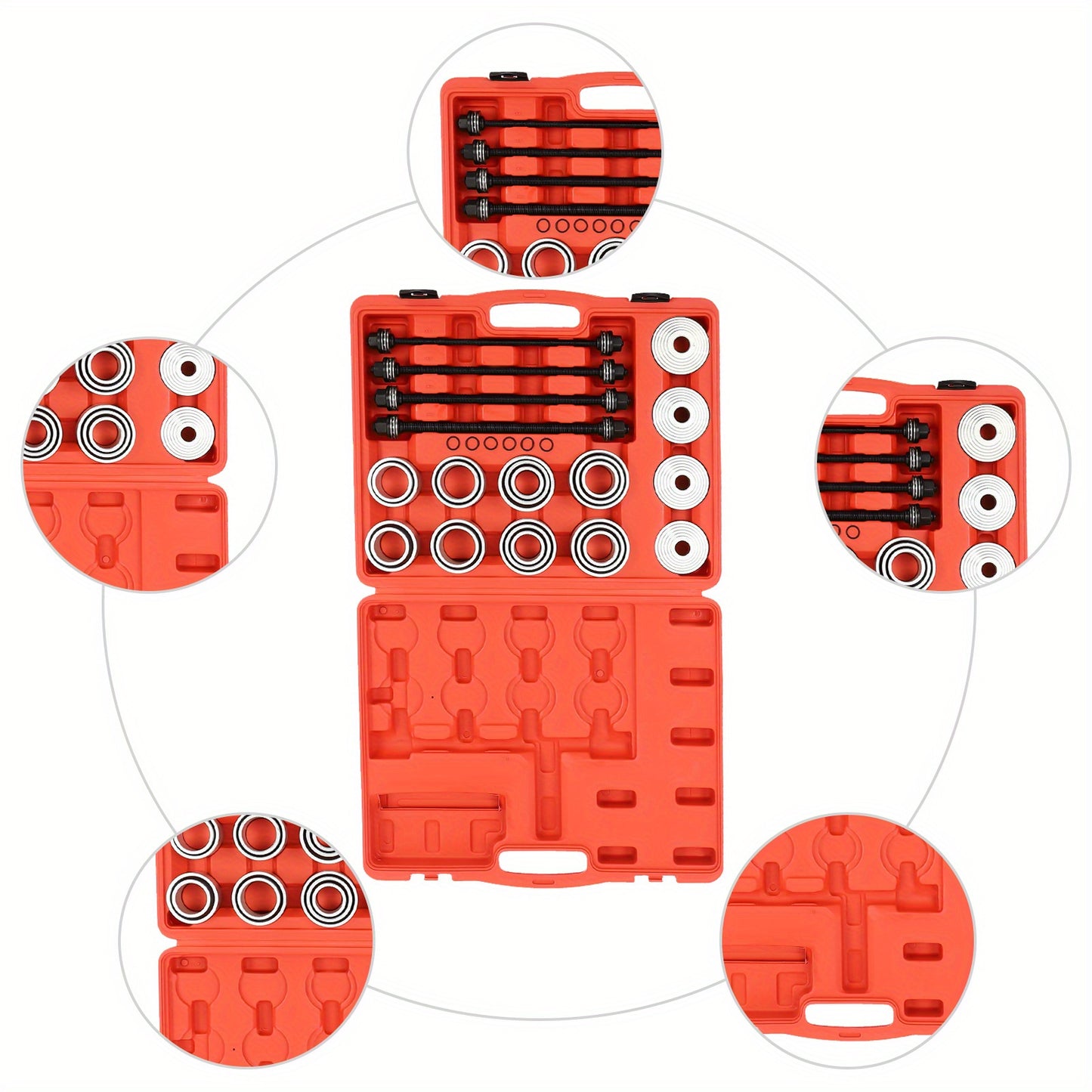 Pershulzen Set – Pershulzen Kit – Busset – Busverwijderaar – Reparatieset Auto Vrachtwagen – 28-Delige Set Carbonstaal – Maten 36-80 mm