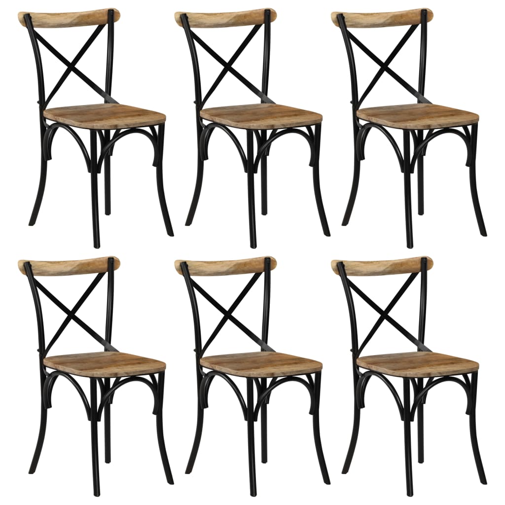 Eettafelstoel – Eetkamerstoel – Stoel – Kuipstoel – Meubel – Massief Mangohout – Zwart Stalen Frame – Handgemaakt – Duurzaam & Stevig