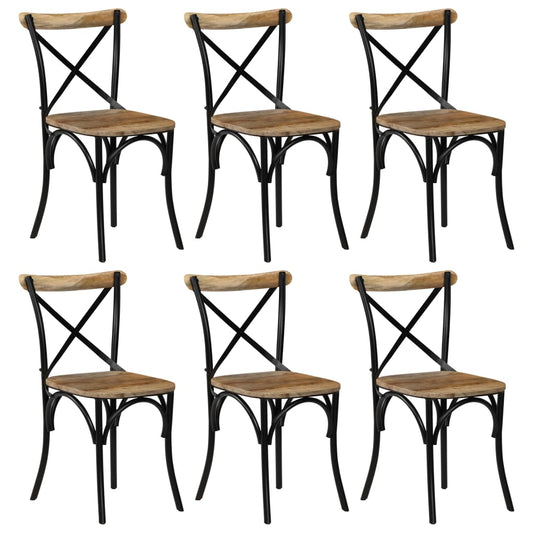 Eettafelstoel – Eetkamerstoel – Stoel – Kuipstoel – Meubel – Massief Mangohout – Zwart Stalen Frame – Handgemaakt – Duurzaam & Stevig