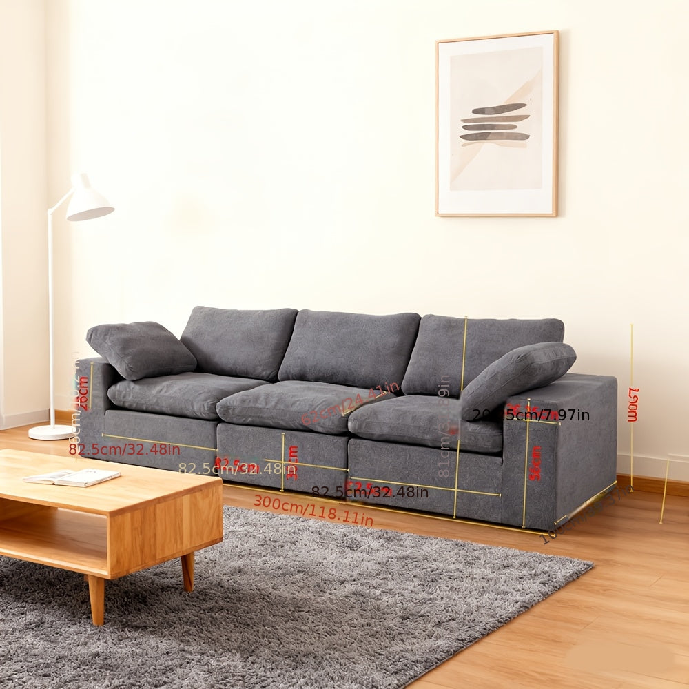 Wolkvormige Modulaire Bank – Slaapbank – Zitzak – Loungeset – Modulair Meubel – Grijs – Zachte Chenille Bekleding – Diepe Zitting