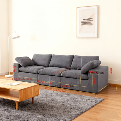 Wolkvormige Modulaire Bank – Slaapbank – Zitzak – Loungeset – Modulair Meubel – Grijs – Zachte Chenille Bekleding – Diepe Zitting